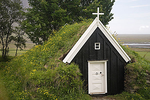 教堂,草皮,南方,区域,冰岛,欧洲