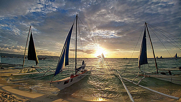 帆船,海洋,长滩岛,菲律宾