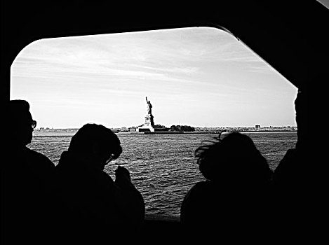 斯塔滕岛,渡轮,乘客,自由女神像,岛屿,纽约,美国