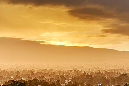 模糊,城市,日出,乞力马扎罗山,坦桑尼亚,非洲