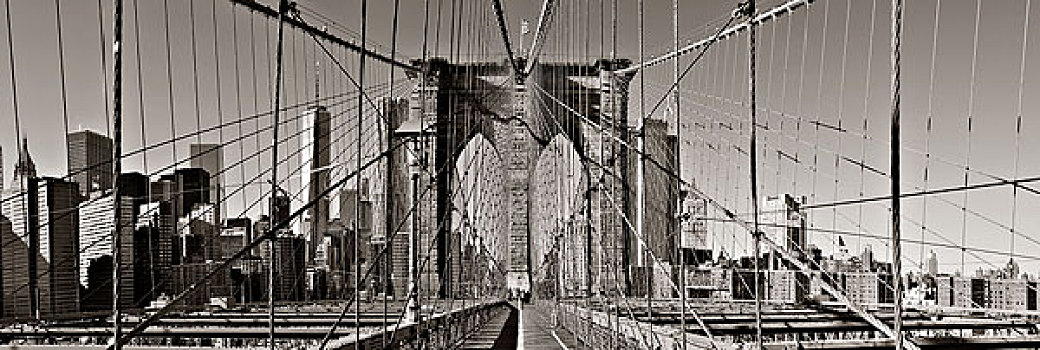 布鲁克林大桥,曼哈顿,天际线,全景