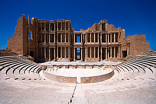 遗址,罗马,剧院,萨布拉塔,的黎波里塔尼亚,利比亚