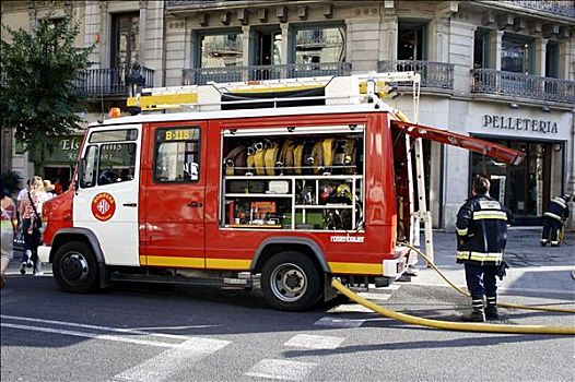 消防车,巴塞罗那,加泰罗尼亚,西班牙