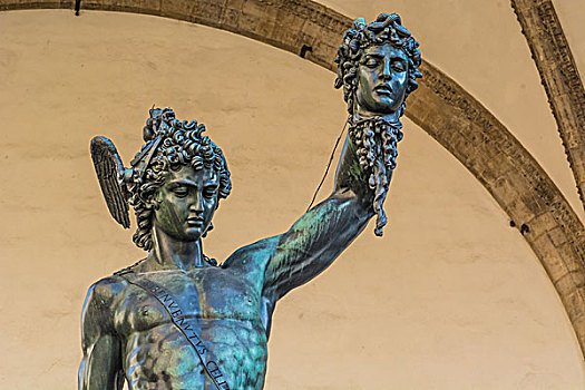 铜像,悬挂,头部,美杜沙,凉廊,佛罗伦萨
