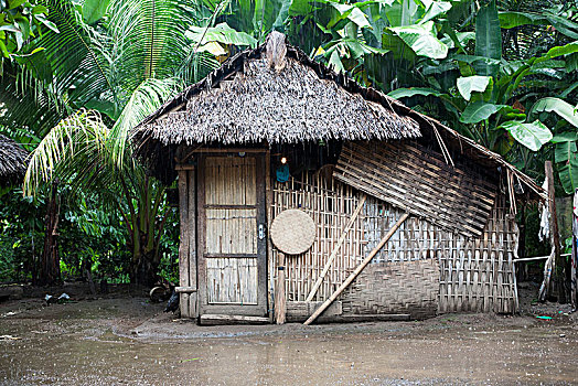 竹子,房子,雨天,冈加,乡村,龙目岛,印度尼西亚