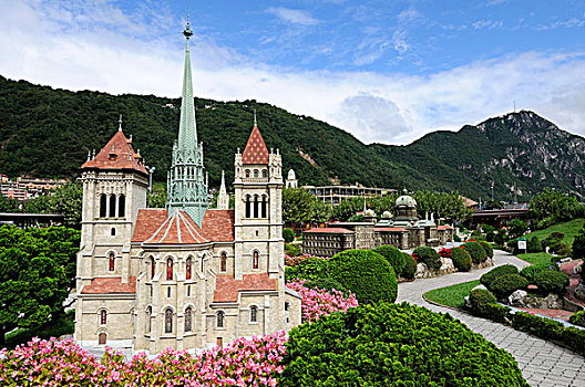 大教堂,日内瓦,微型,卢加诺,提契诺河,瑞士,欧洲