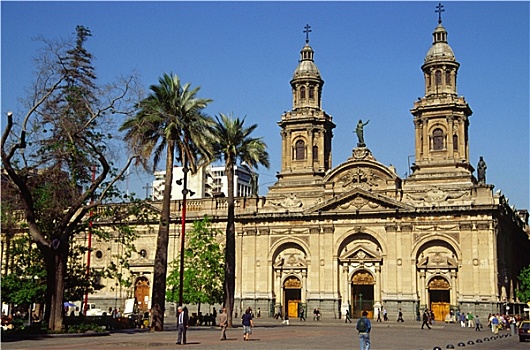 大教堂,广场,阿玛斯,智利圣地牙哥