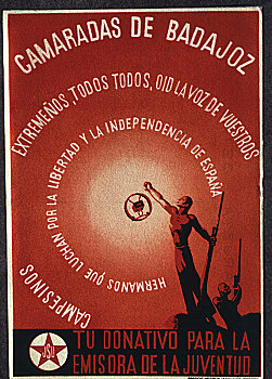 西班牙,内战,同志,巴达霍斯,海报,广播台