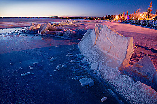 冰,向上,湖,艾伯塔省,加拿大