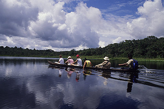 厄瓜多尔,亚马逊盆地,雨林,游客,独木舟