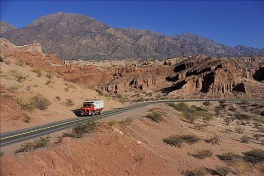 阿根廷,西北地区,山谷,卡车,途中,荒芜
