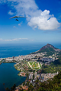 耶稣山,悬挂式滑翔机,俯视,里约热内卢,巴西