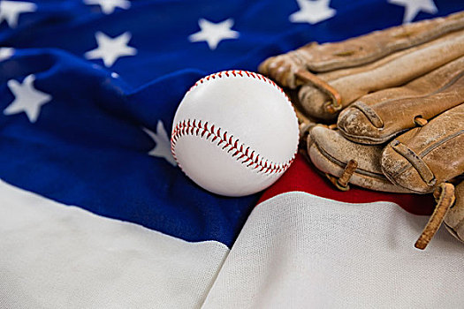 棒球,手套,美国国旗,特写