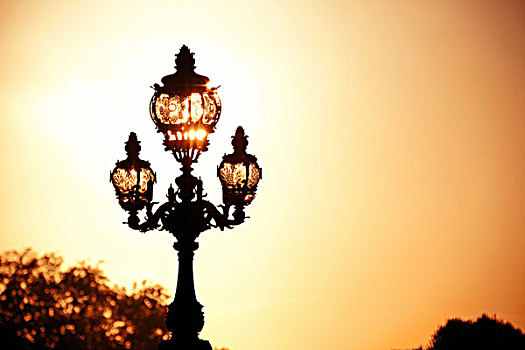旧式,灯柱,亚历山大三世,桥,巴黎,法国