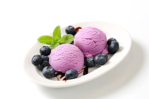 蓝莓,冰淇淋,水果