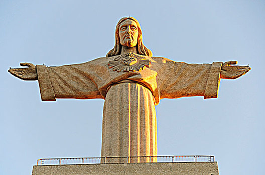 国王,耶稣,脚,高,拜访,场所,区域,远眺,城市,里斯本,葡萄牙