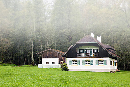 德国,木房子,岸边,湖