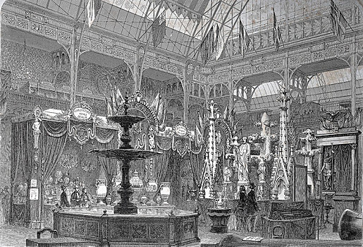 国际,展示,1867年,巴黎,普鲁士,展厅,木刻,法国,欧洲