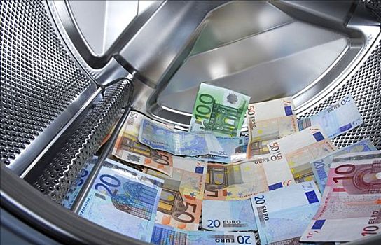 欧元,钞票,洗衣机,洗钱