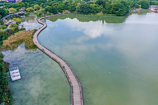 航拍福建福州左海公园