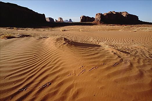 波纹,沙子,山岗,背景,纪念碑谷纳瓦霍部落公园,亚利桑那