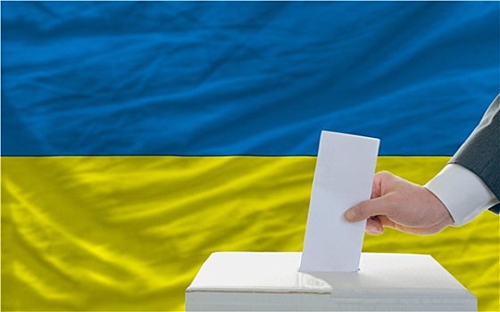 男人,投票,选举,乌克兰,正面,旗帜