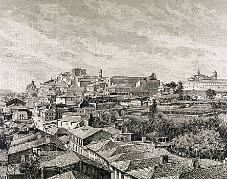 城市,蓬特韦德拉省,雕刻,19世纪,加利西亚,西班牙