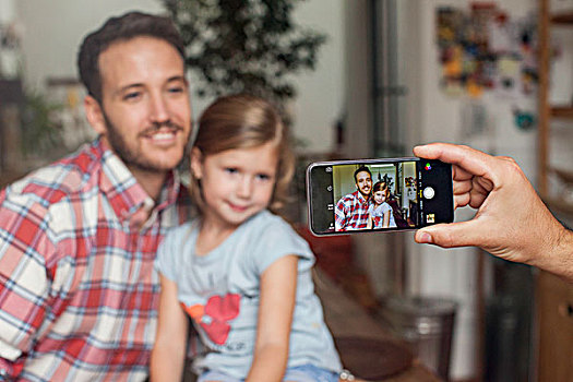 摄影,父亲,女儿,智能手机