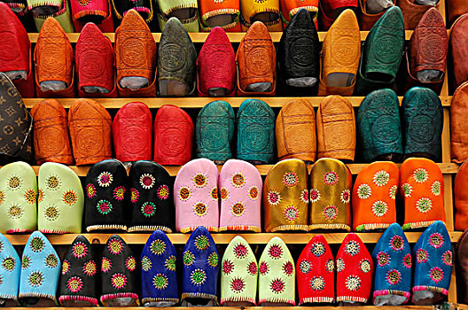 传统,摩洛哥,拖鞋,露天市场,非洲