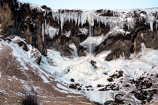 冰瀑,靠近,冰岛