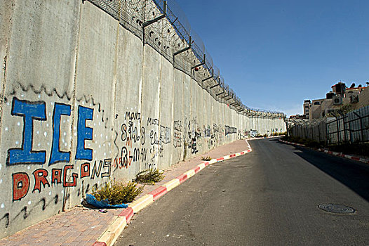 边界,要塞,以色列,巴勒斯坦,约旦河西岸,靠近,中东