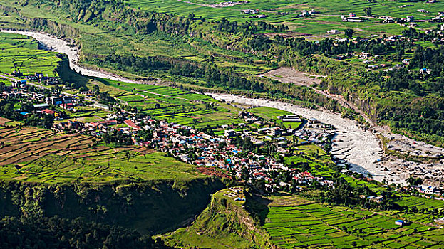 尼泊尔,风景,城镇,桑冉库特,山,波卡拉