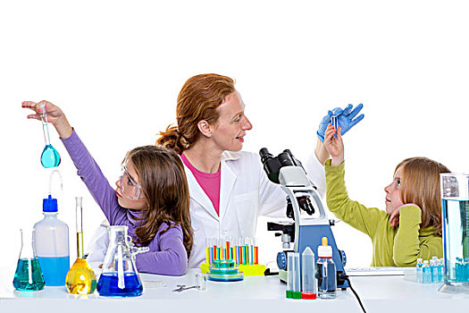 孩子,女孩,教师,女人,实验室,学校,化学品,班级