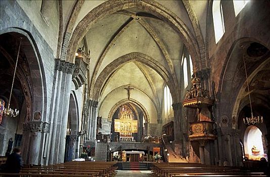 大教堂,教堂,教堂中殿,格劳宾登州,瑞士,欧洲