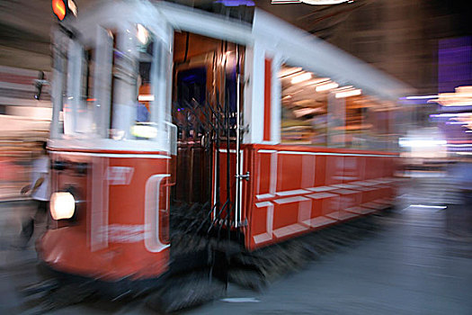 老,红色电车,伊斯坦布尔,土耳其