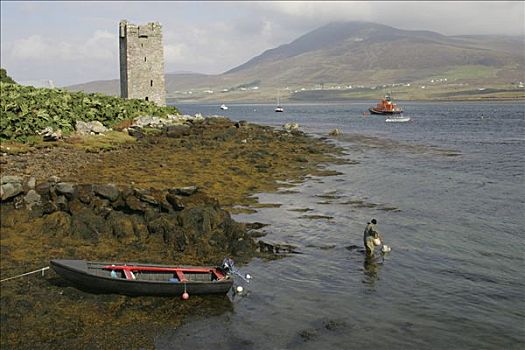 城堡,捕鱼者,阿基尔岛,梅奥县,爱尔兰