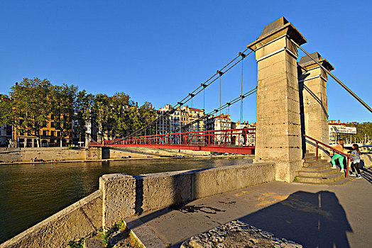 法国,里昂,历史遗迹,世界遗产,联合国教科文组织,步行桥,河
