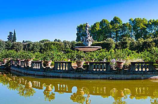 喷泉,海洋,花园,佛罗伦萨,世界遗产,托斯卡纳,意大利,欧洲