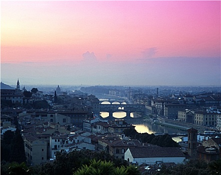 城市全貌,日落,佛罗伦萨,意大利