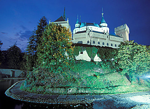 城堡,斯洛伐克,夜晚,世纪
