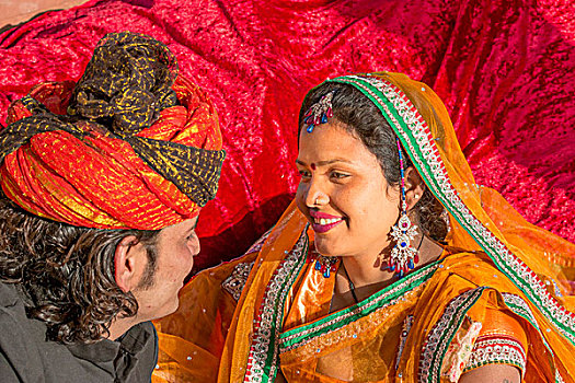 彩色,婚礼,服饰,纱丽,粉红,城市,斋浦尔,拉贾斯坦邦,印度
