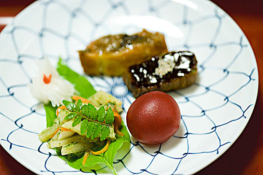 日本,食物,准备好,豆腐,酱菜,装饰,叶子,球,豆酱