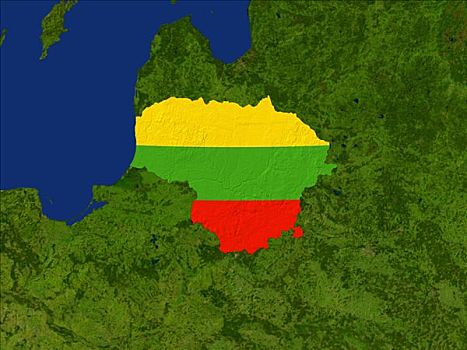 卫星图,立陶宛,旗帜,遮盖