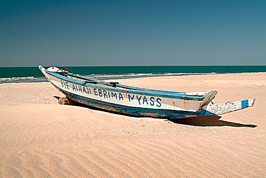 传统,渔船,海滩,冈比亚