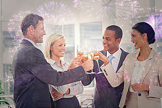 企业团队,庆贺,香槟,祝酒