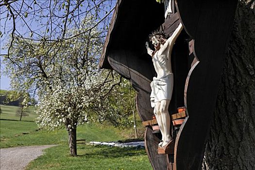 木质,神祠,耶稣十字架,下奥地利州,奥地利,欧洲