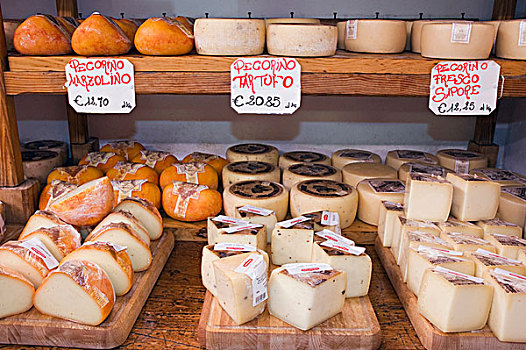 羊乳干酪,奶酪,熟食店,店,托斯卡纳,意大利,欧洲
