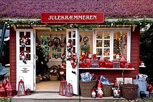 圣诞装饰,货摊,哥本哈根,丹麦