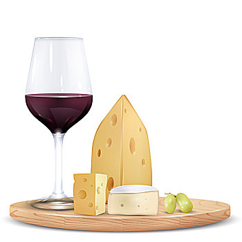 奶酪块,葡萄,红酒