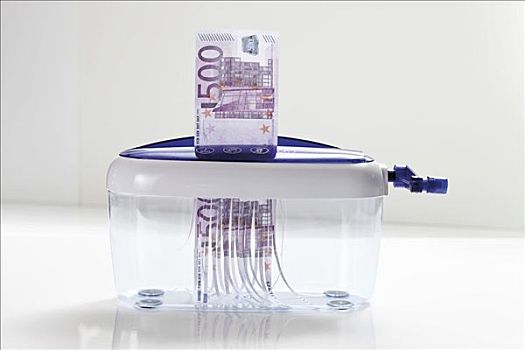 粉碎机,欧元,钞票